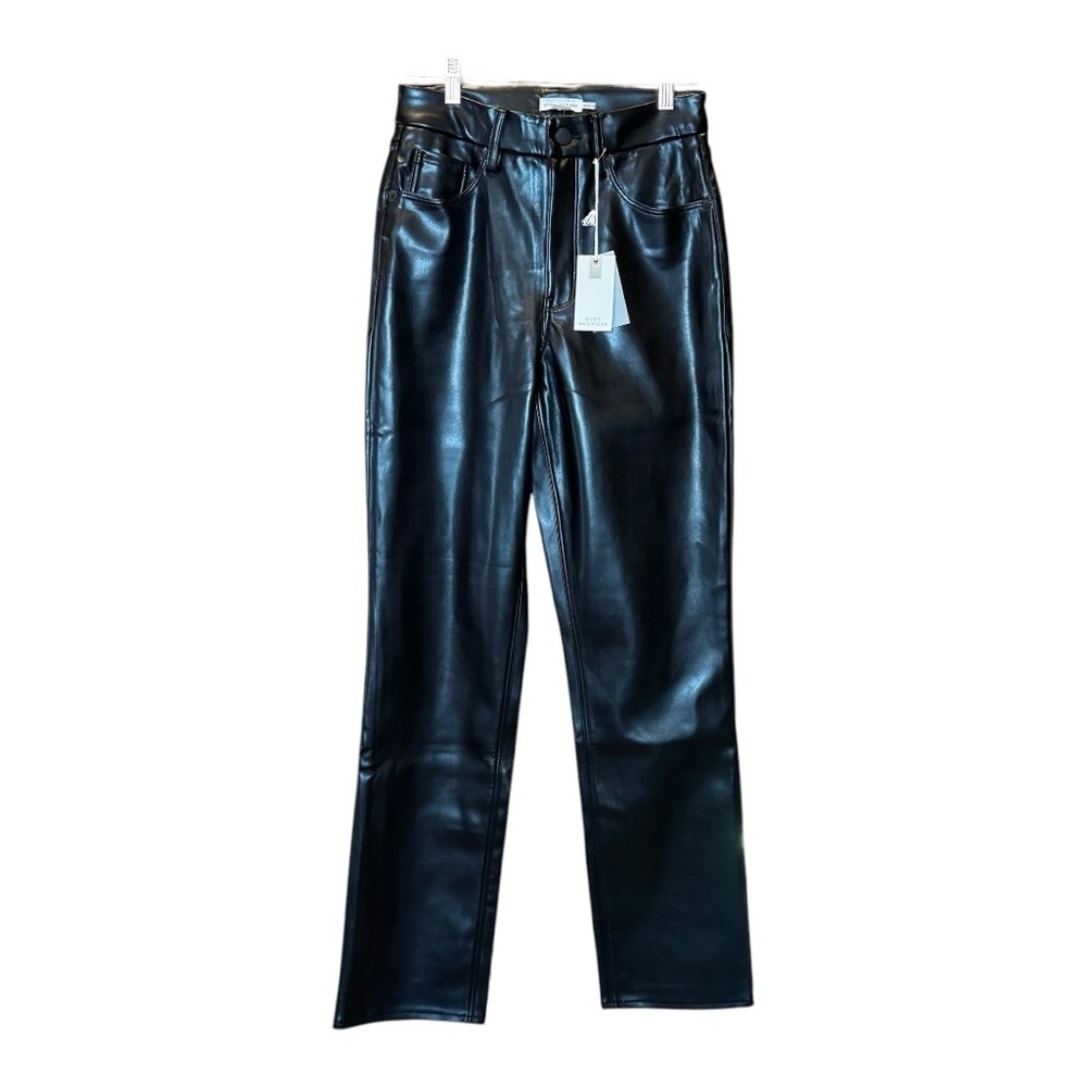 GOOD AMERICAN Good Icon Black Faux Leather Pants Size 4/27 NWT